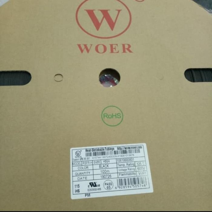 Heatshrink Tube (Selang Bakar) Size 8 Mm Merk Woer Warna Hitam 8Mm