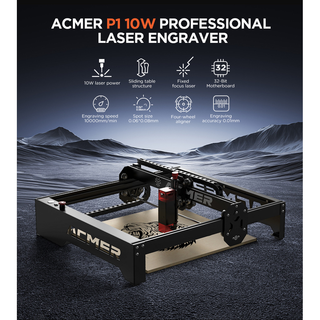 ACMER P1 10W laser engraving machine 72W CNC blue laser cutting machine For acrylic leather