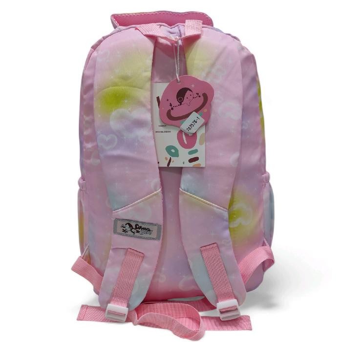 Tas Ransel Backpack Anak Sekolah Perempuan Silver Girl Rainbow Model Kulkas Polos Fashion