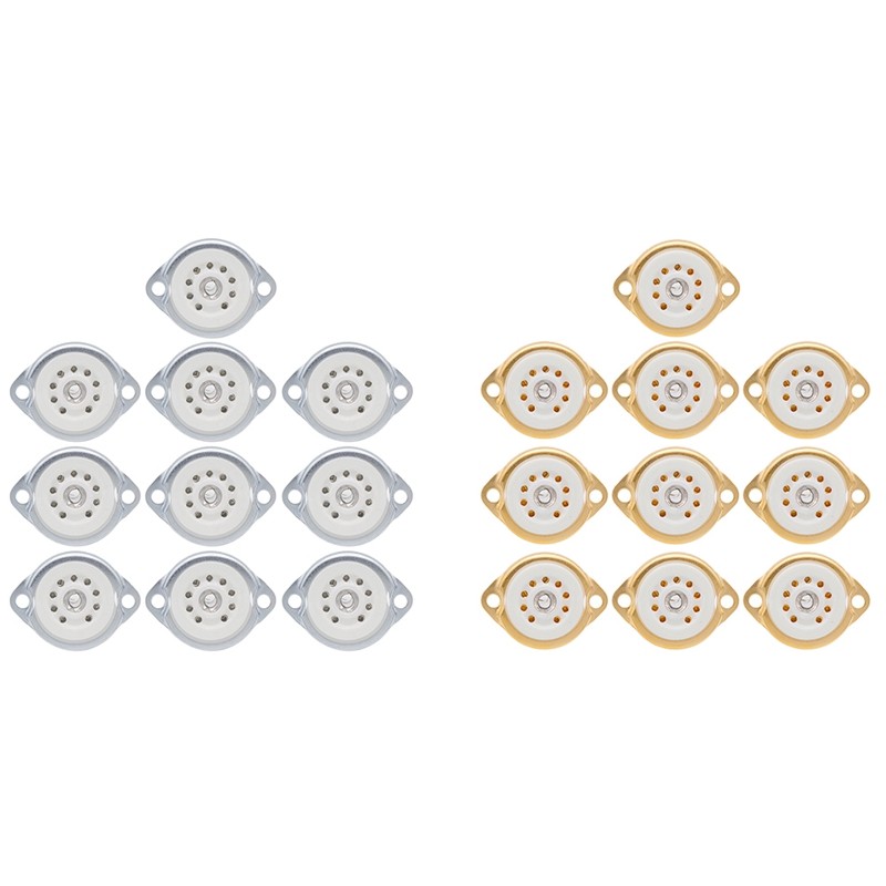 B62B-10Pcs Gzc9-F B9A New 9Pin Plated Tube Sockets Base Suitable For 12Ax7/12Au7/12At7