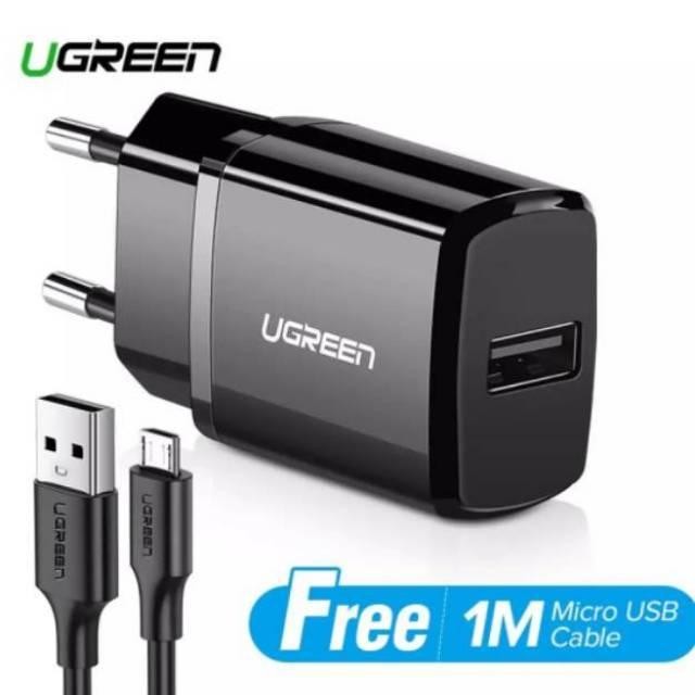 (Expert) UGREEN USB CHARGER 2.1A + KABEL CHARGER MICRO USB / TYPE C