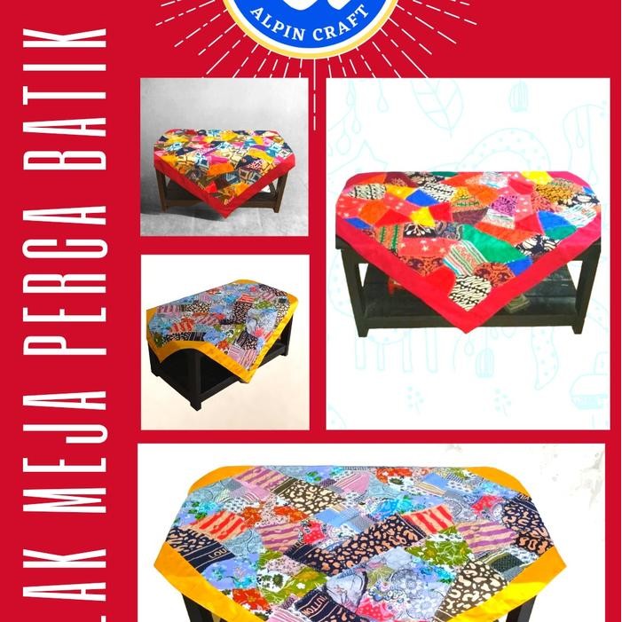 Taplak Meja Perca Batik Ukuran 1X1Meter Taplak Meja Square Katun Modern Dekorasi Tahan Minyak Tahan