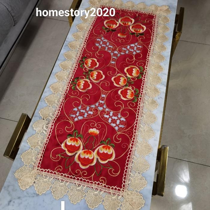 taplak meja tamu taplak meja ruang tamu katun renda bordir
