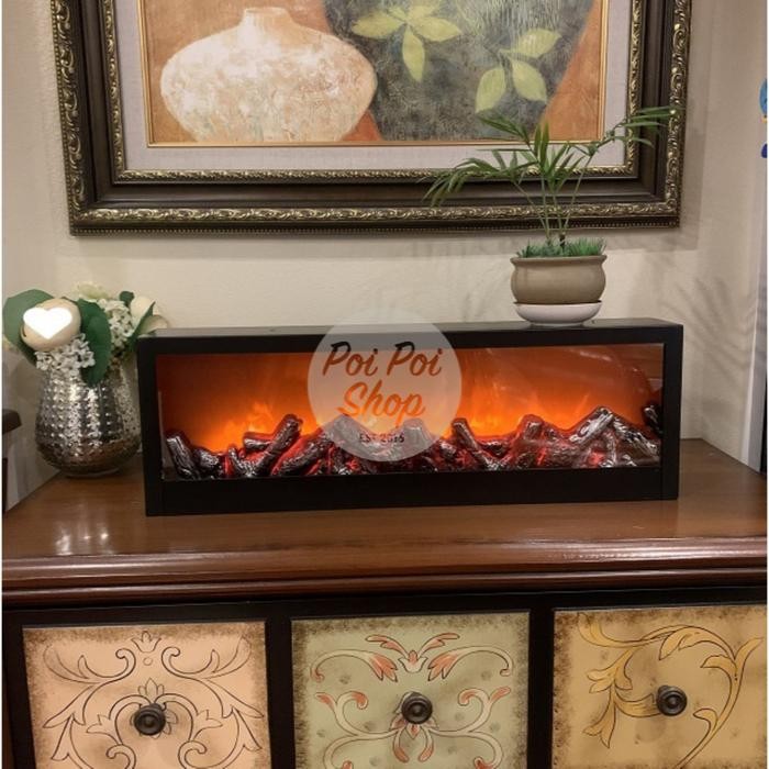 rah Lampu Dekor LED Fireplace Minimalis Api Unggun Tungku Api Panjang Erope Dekorasi Rumah Dinding