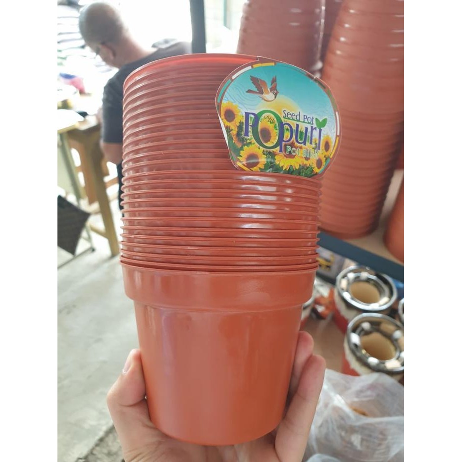 PREMIUM Pot Coklat Dov Plastik 12 cm / Coklat Plastik Grosir / Pot Bunga 12 cm