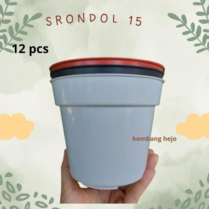 PREMIUM (12 Pc) Pot Tinggi 15cm Srondol Coklat Merah Bata bunga plastik 15cm