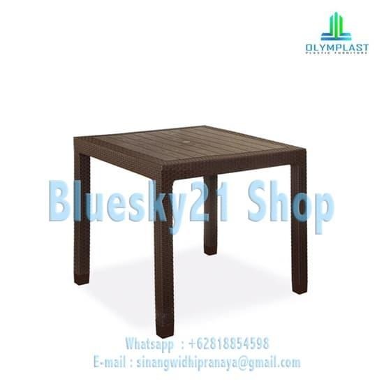 PREMIUM MEJA MAKAN PLASTIK ANYAMAN ROTAN OLYMPLAST - ODT RATTAN