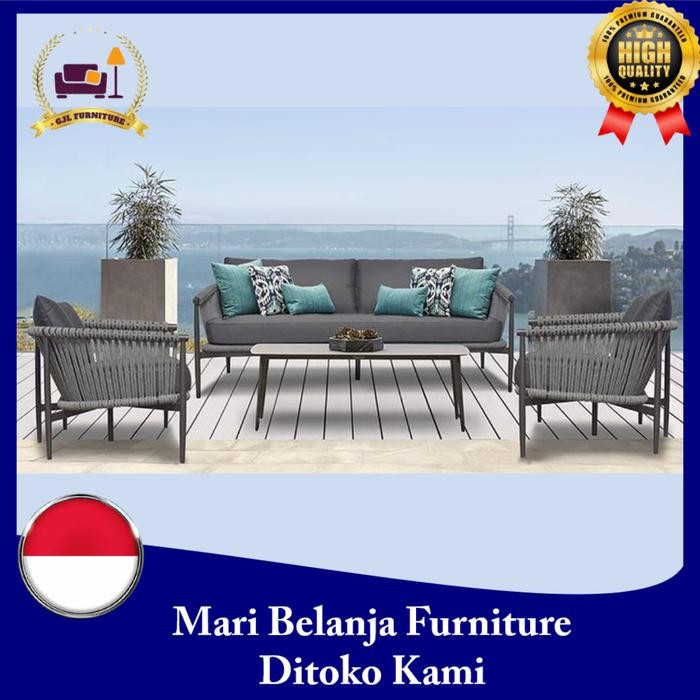 PREMIUM Kursi Sofa Minimalis Kursi Teras Tamu Besi Outdoor Indoor Anyaman