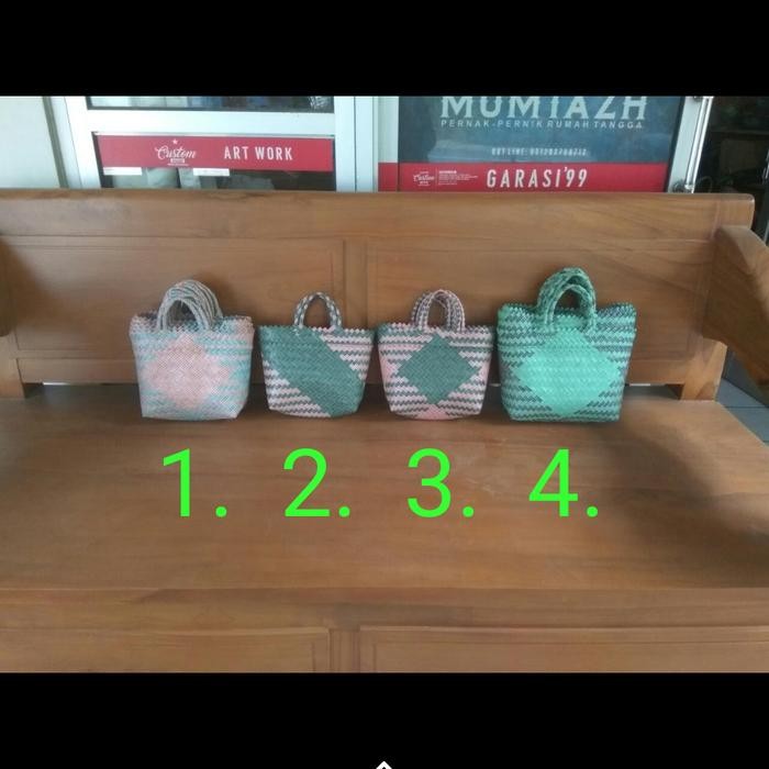 PREMIUM Tas Keranjang Belanja Anyaman Plastik Jadul Paling Kecil (XS)