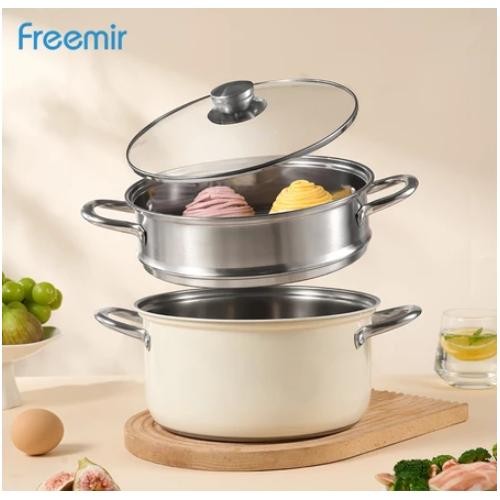 PREMIUM Panci Kukus 2 Susun 24 cm Panci Stainless Steel Panci Anti Karat Serbaguna