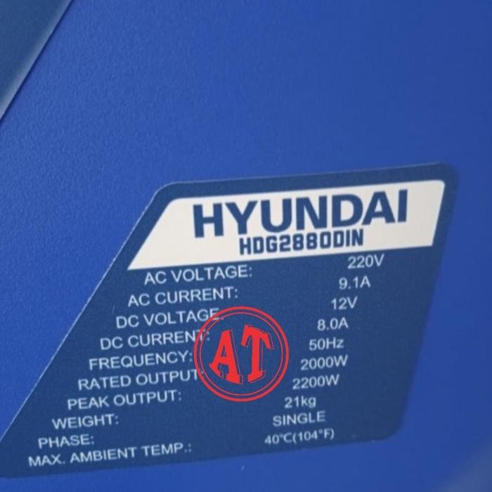 GENSET SUPER SILENT 2000 WATT HYUNDAI HDG2880