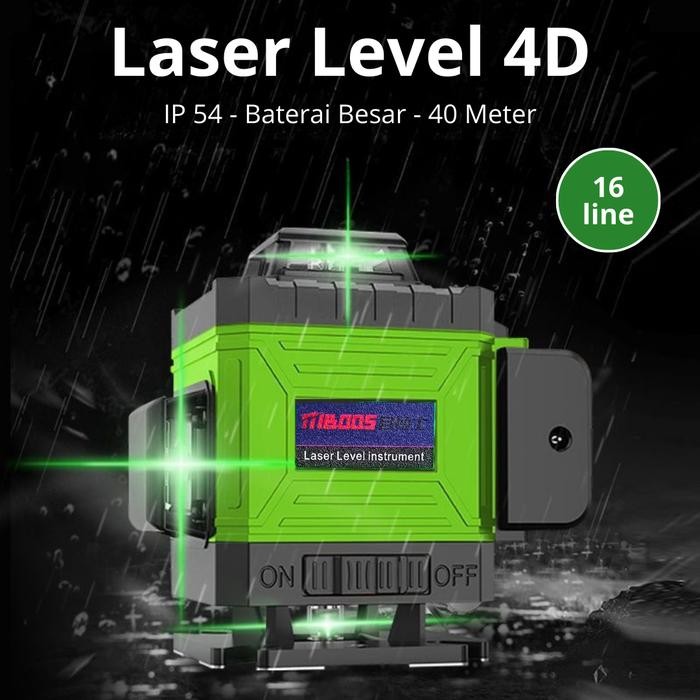 Boos Laser Level 16 Line Self Leveling Laser Level Hijau 2 Baterai