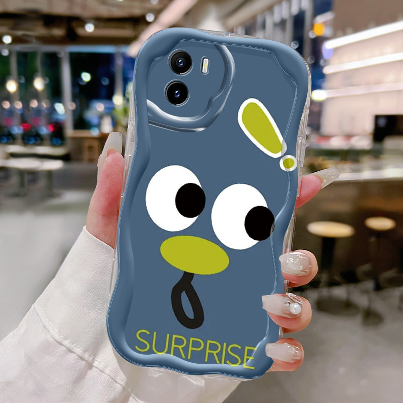 Casing Hp Untuk VIVO Y15s Y15a Y01 Y02s Case Casing Kasus Emoji tas HP Kesing Seluler Silikon Cream 