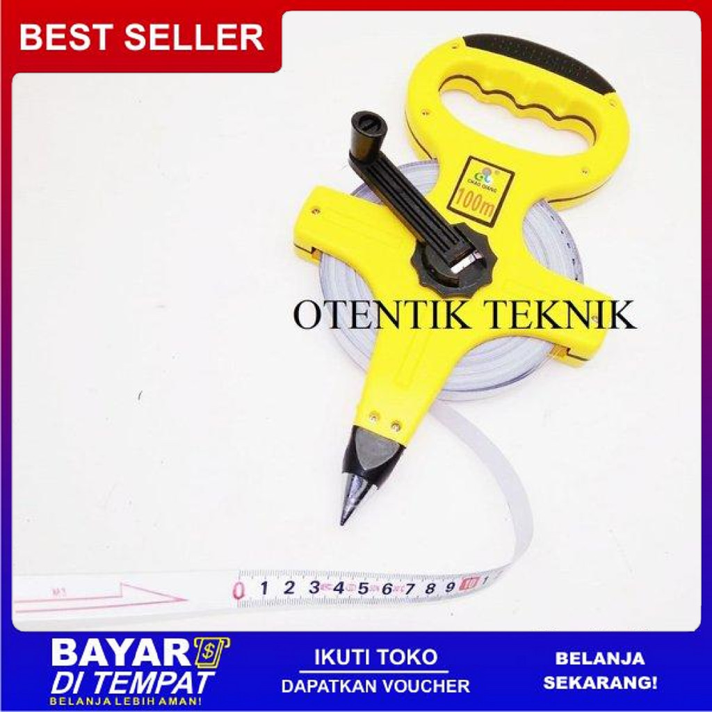 FREE ONGKIR METERAN TANCAP PLAT 100 METER - METERAN TANAH 100M BESI - METERAN ROL BISA COD