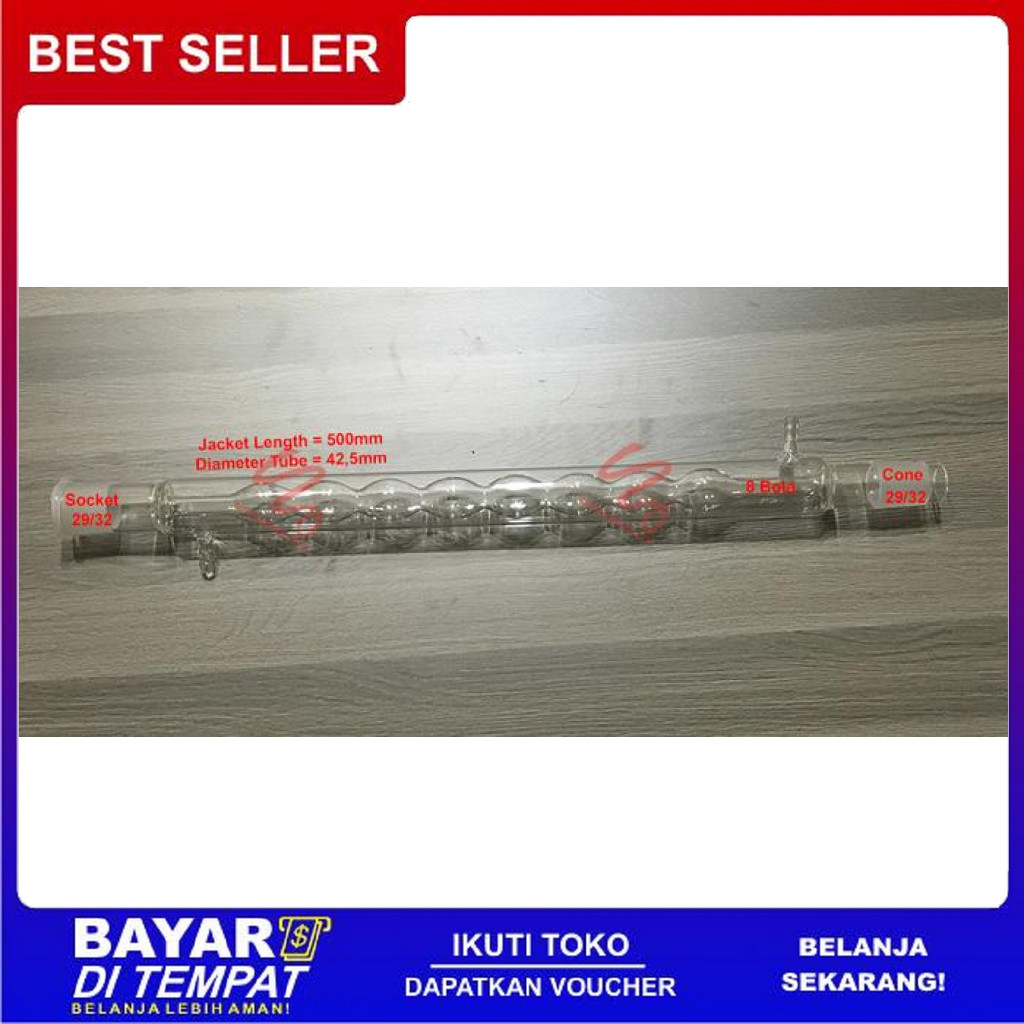 FREE ONGKIR KONDENSOR BOLA 40CM. NS 29/32 BULB CONDENSOR REFLUX BISA COD