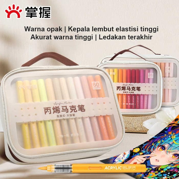 

Grasp Set Portabel Spidol Akrilik untuk Pelajar Kuas Lunak Cat Air Tumpuk Warna & Tidak Tembus