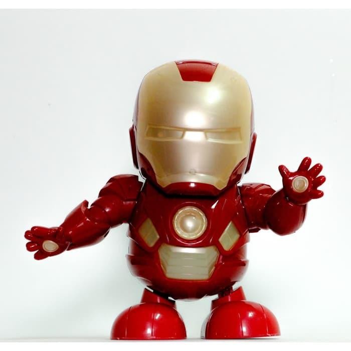 MAINAN ANAK ROBOT BONEKA IRON MAN GOYANG JOGET MUSIK DANCE HERO MARVEL
