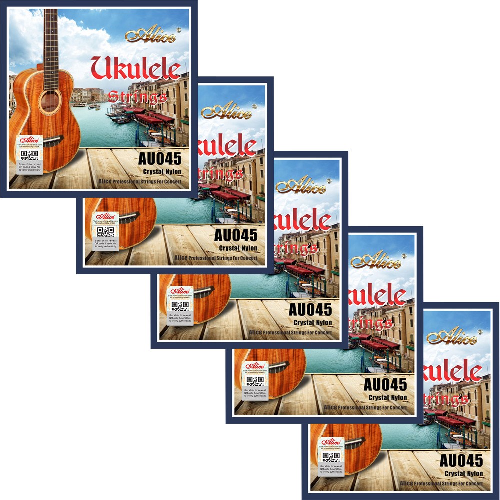 5 Sets Alice AU045 Crystal Nylon Plated Silver Copper Winding Soprano Concert Tenor Baritone Ukulele