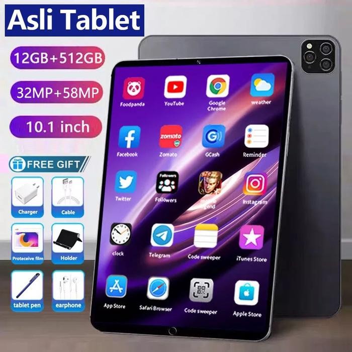 [Expert] Tablet PC Asli Galaxy Tab Baru 10.1inch 12GB + 512GB Tablet Android