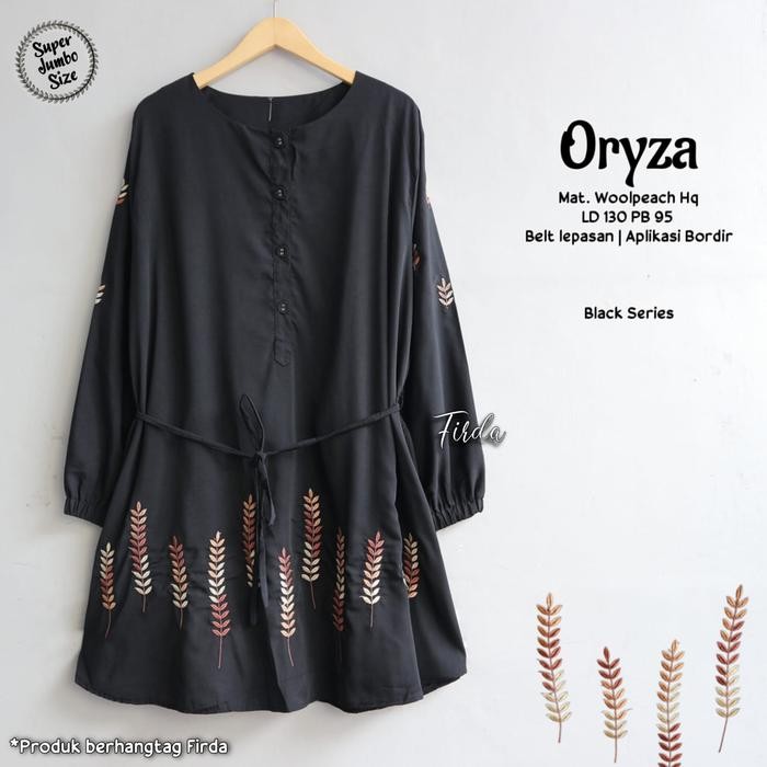 new oryza tunik baju atasan wanita jumbo hitam black series big size