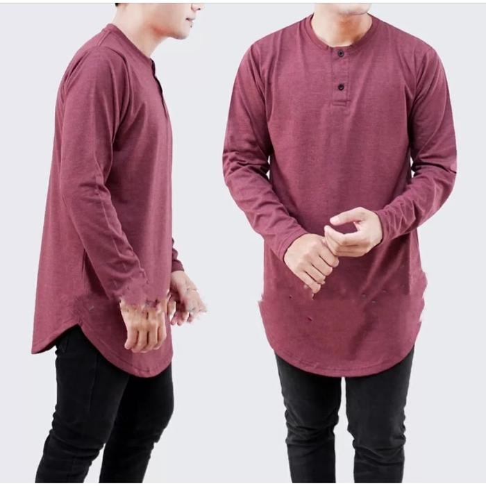 3S-Tshirt - Kaos Kurta Lengan Panjang Kaos Lengan Panjang Kaos Kurta Koko Pakistan Baju Pria