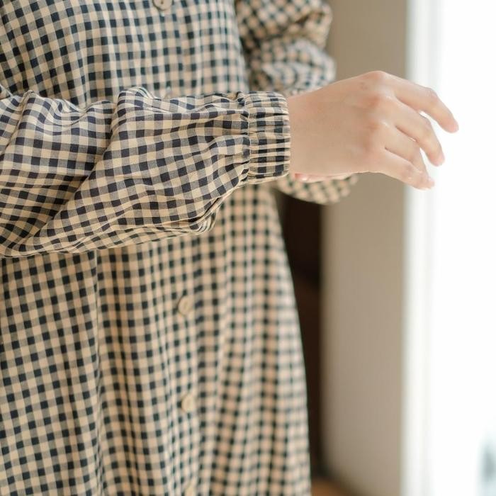 Emma Dress / Gamis Katun / Gamis Katun Motif Kotak kotak / Gamis