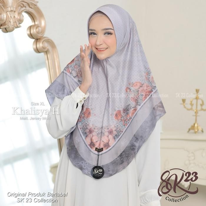 JILBAB INSTAN KHALISYA H XL MOTIF SUBLIM TERBARU HIJAB BERGO DAILY PED ANTEM