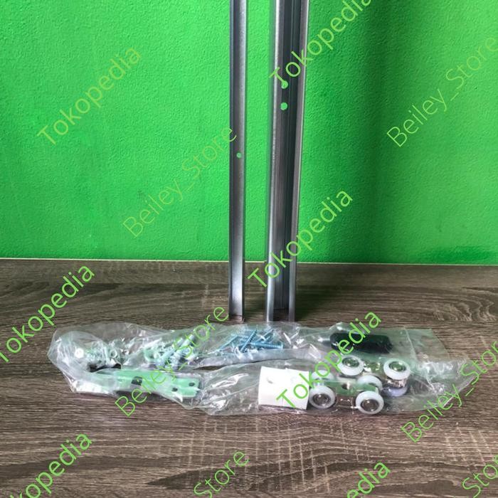REL SLIDING/REL PINTU GESER SLIDING 180 GALVANIS/ BESI 1 SET RODA