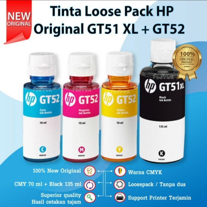 Paket Tinta Hp GT51XL + GT52 [Losepack] Original