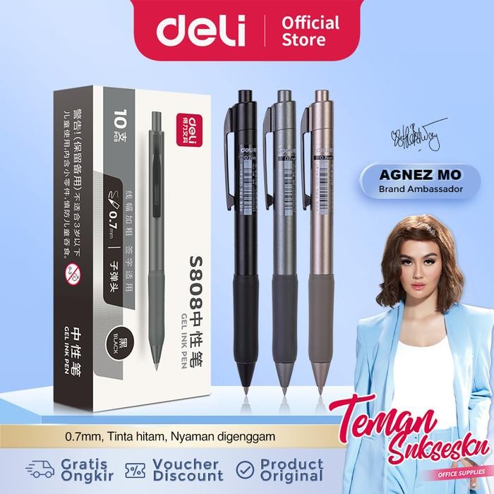 

Deli Pulpen Gel Profesional / Gel Pen 0.7mm Bahan Metal S808