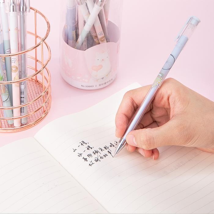 

Deli Pulpen Gel / Gel Pen Isi 24 0.38mm Lucu 33663 Hitam Plastik Tinta Stationery