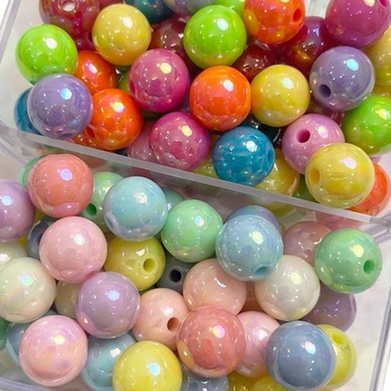 New 10-12-14Mm Ab Paint Acrylic Round Beads Jewelry Making Beads Loose Bead Diy Jewelry Hand Beaded