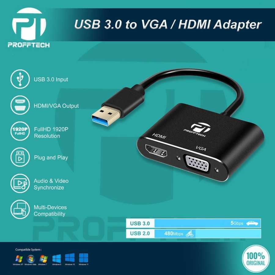 Profftech Converter Usb 3.0 Input To Hdmi Hdtv Vga Output Adapter Viral Fyp
