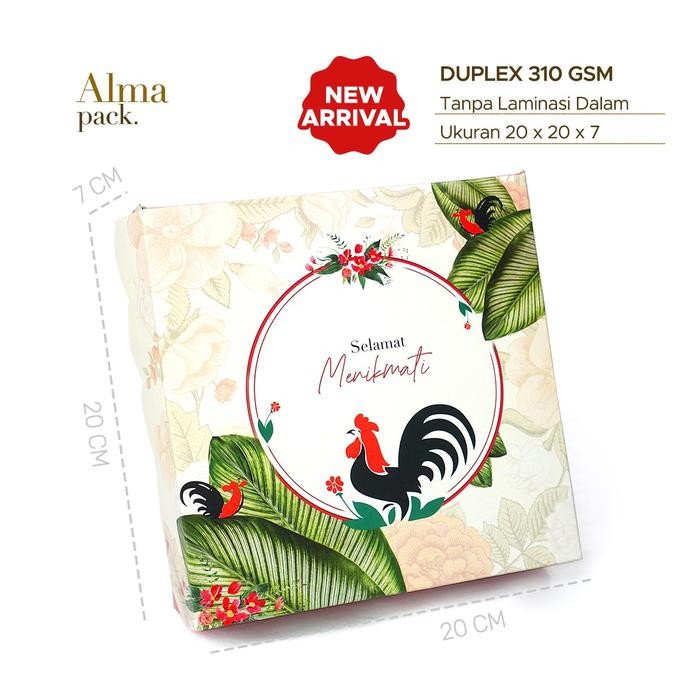 Dus Kotak Nasi Motif AYAM DAUN Ukuran jadi P20 L20 T7 cm