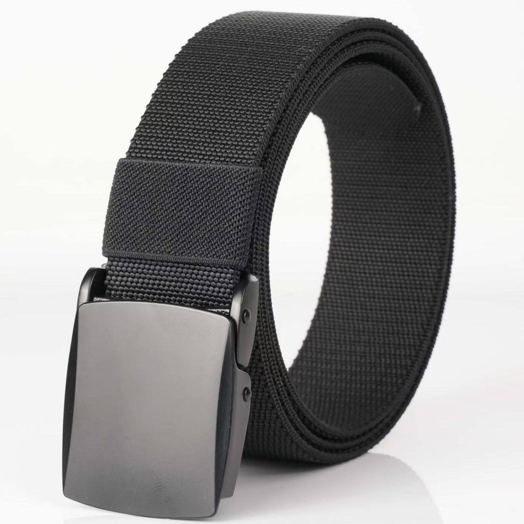 New Golf Sports Elastic Belt Fashion Belt Metal Automatic Buckle Tough Stretch Nylon Men Work Belt