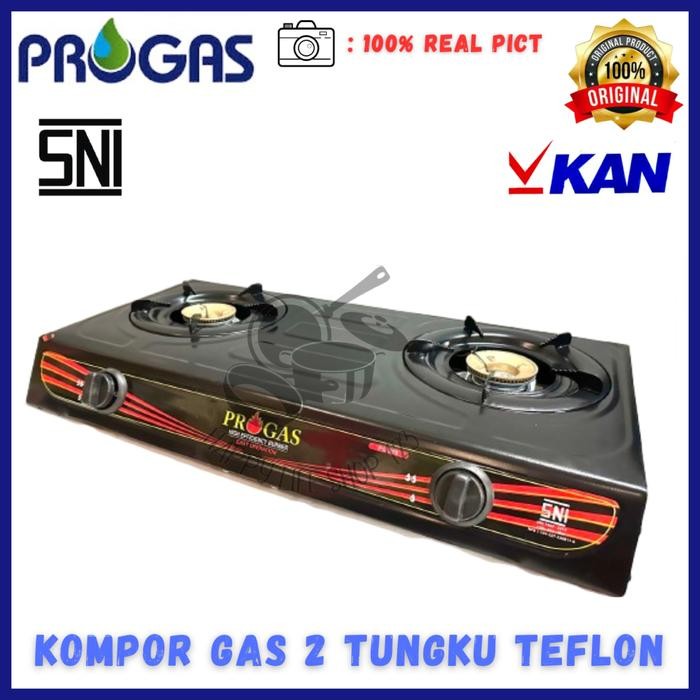 Kompor Progas 2 Tungku Teflon/Kompor Gas 2 Tungku Progas