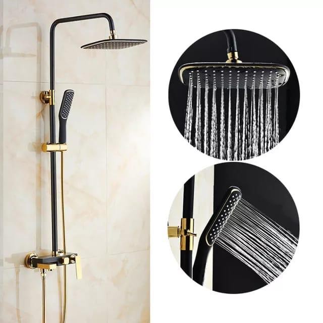 Laris Shower Tiang Black Gold /Shower Mandi Stainless Hitam Emas
