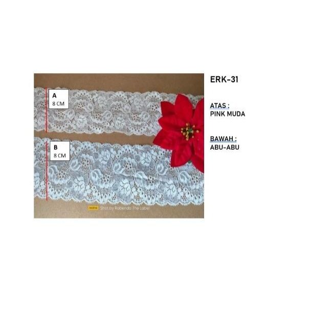 

(Expert) RENDA ERK-31 (A) PINK MUDA AGAK UNGU, (B) ABU-ABU MUDA LEBAR 8 CM