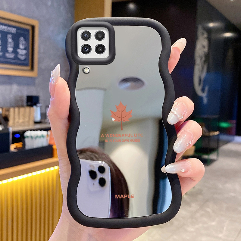 Casing Untuk Samsung A22 M22 M32 Case Casing Daun Maple HP Komputer Kesing Ponsel Cermin Baru Softca