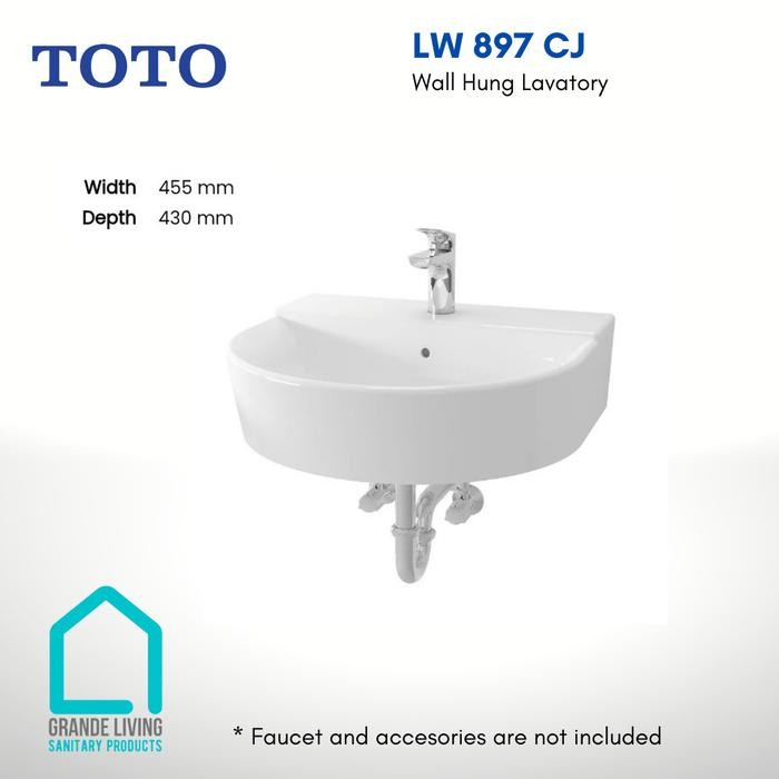 Hemat Toto Wastafel Gantung Keramik Wall Hung Basin Lw897Cj Lw 897 Cj