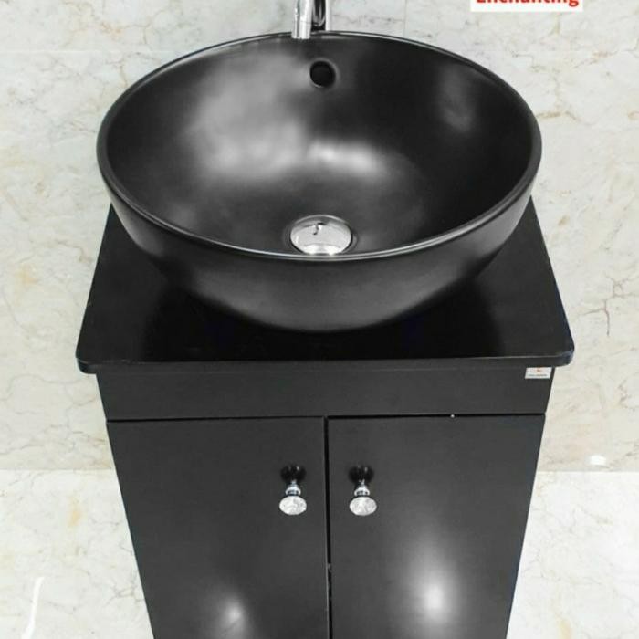 Laris Wastafel Meja Mangkok Hitam /Wastafel Cuci Tangan Bulat Black