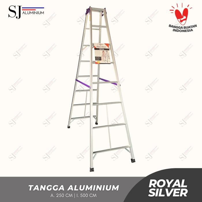 

Terlaris Royal - Tangga Lipat Aluminium Multifungsi Silver - Jumbo Aluminium Ladder - 2,5 Meter /