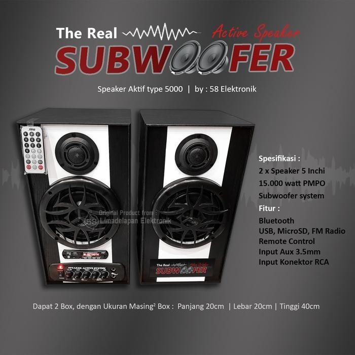 Akatron Speaker Aktif Subwoofer Bluetooth Sound Dobel 5 Inch Inchi Karaoke Type 5000