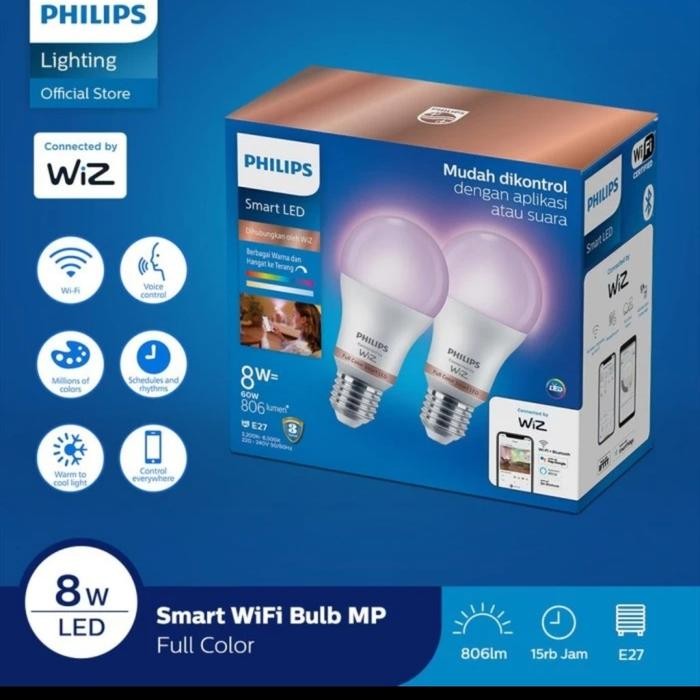 Philips Lampu Smart Wifi LED Multipack 8W - Tunable color (Warna)
