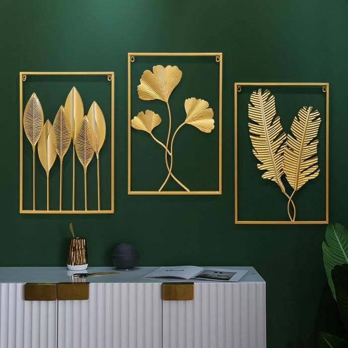 Hiasan Dinding Besi Gold / Wall Decor Leaf Gold