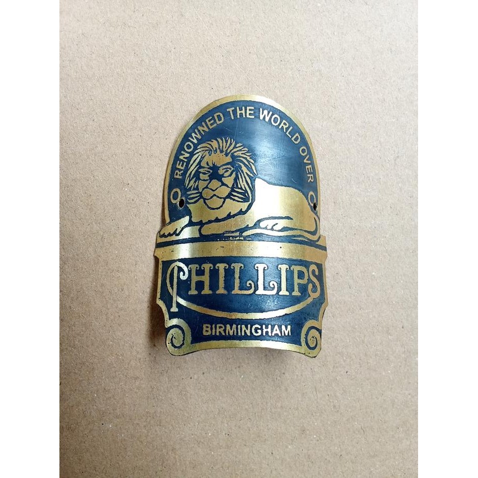 PREMIUM Emblem plat merk sepeda onthel phillips kuningan motif