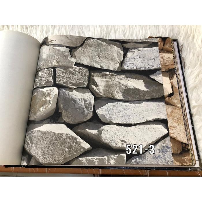 Wallpaper Dinding Motif Batu Alam 3D Alami