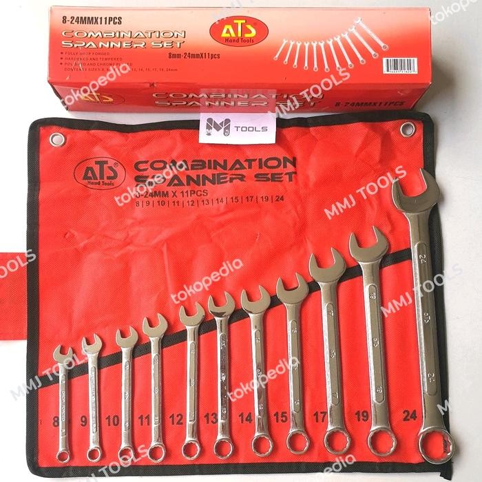 Paling Baik Kunci Ring Pas Set Ats 11Pcs 8-24Mm - Ats Kunci Ring Pas Set Tebal