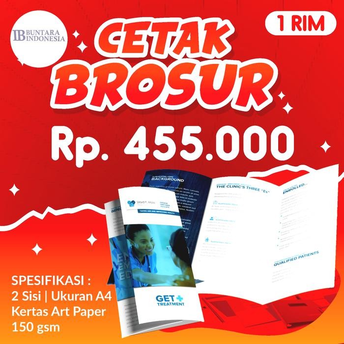 

Brosur A4 1 rim (500 lbr) Art Paper 150 gr [2 sisi]