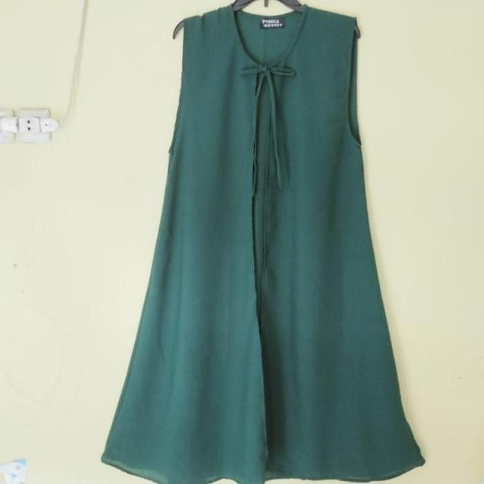 Long Outer Tanpa Lengan Cardigan Polos / Outer Diamond Premium Wanita